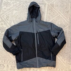 Columbia Hooded Thermal Coil Jacket Sz XL Black/Gray